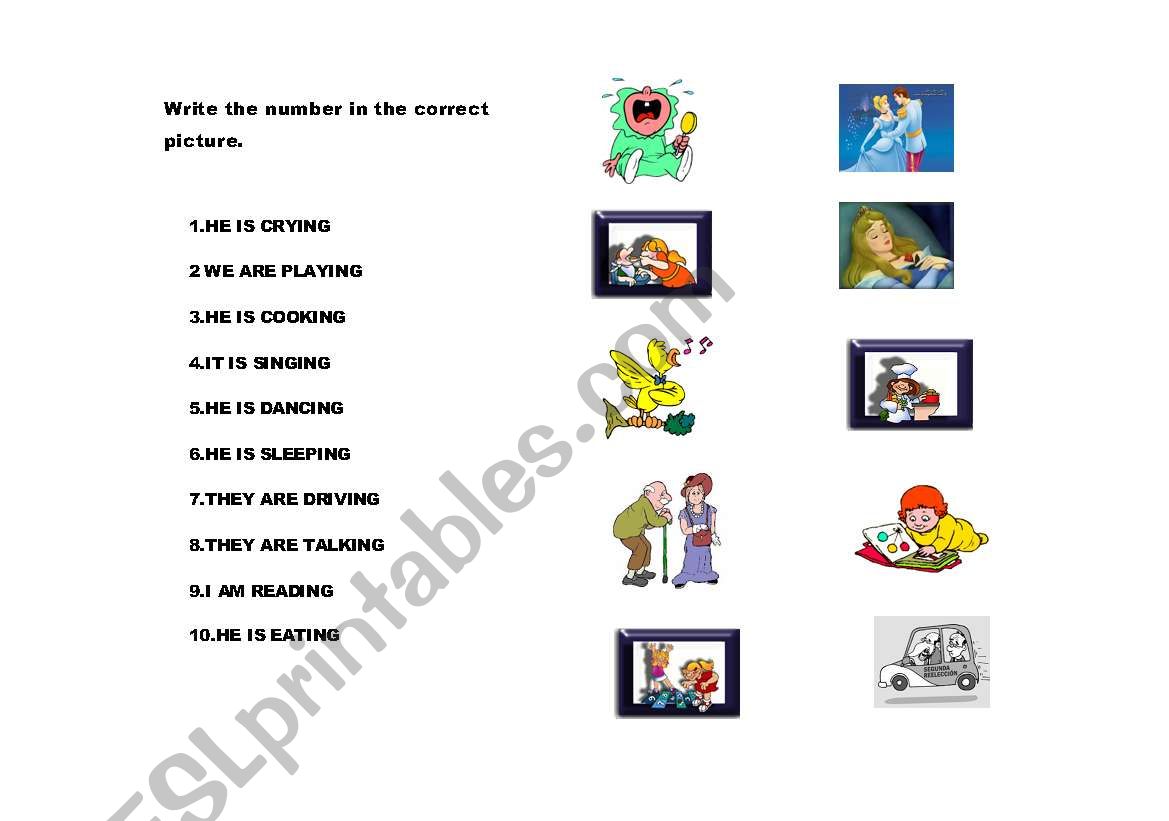 present continuos worksheet