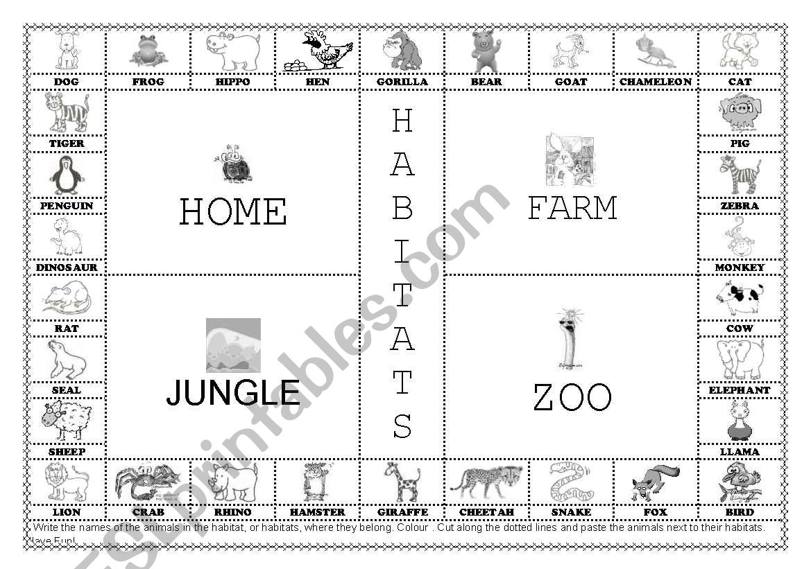 Habitats worksheet