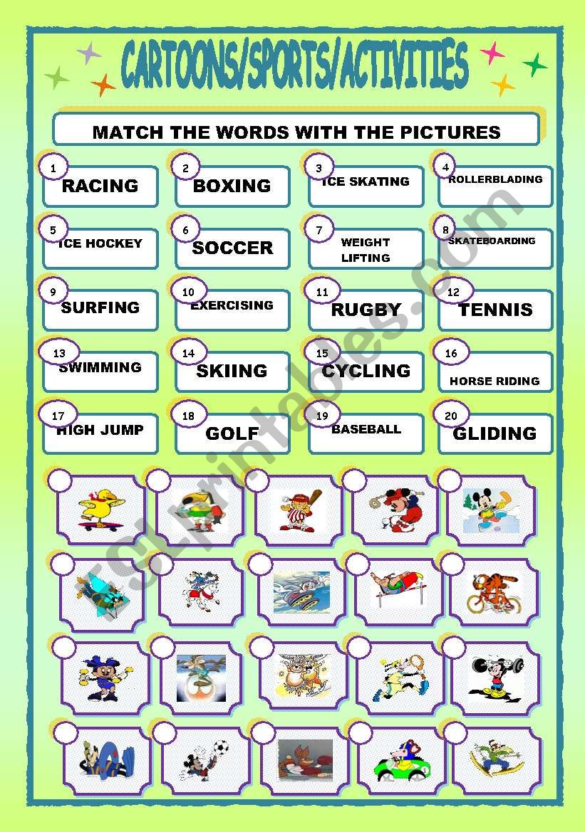 CARTOONS/SPORTS, ACTIVITIES/MATCHING