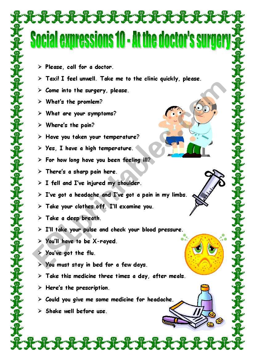 Social expressions 10 - at the doctorÂ´s surgery