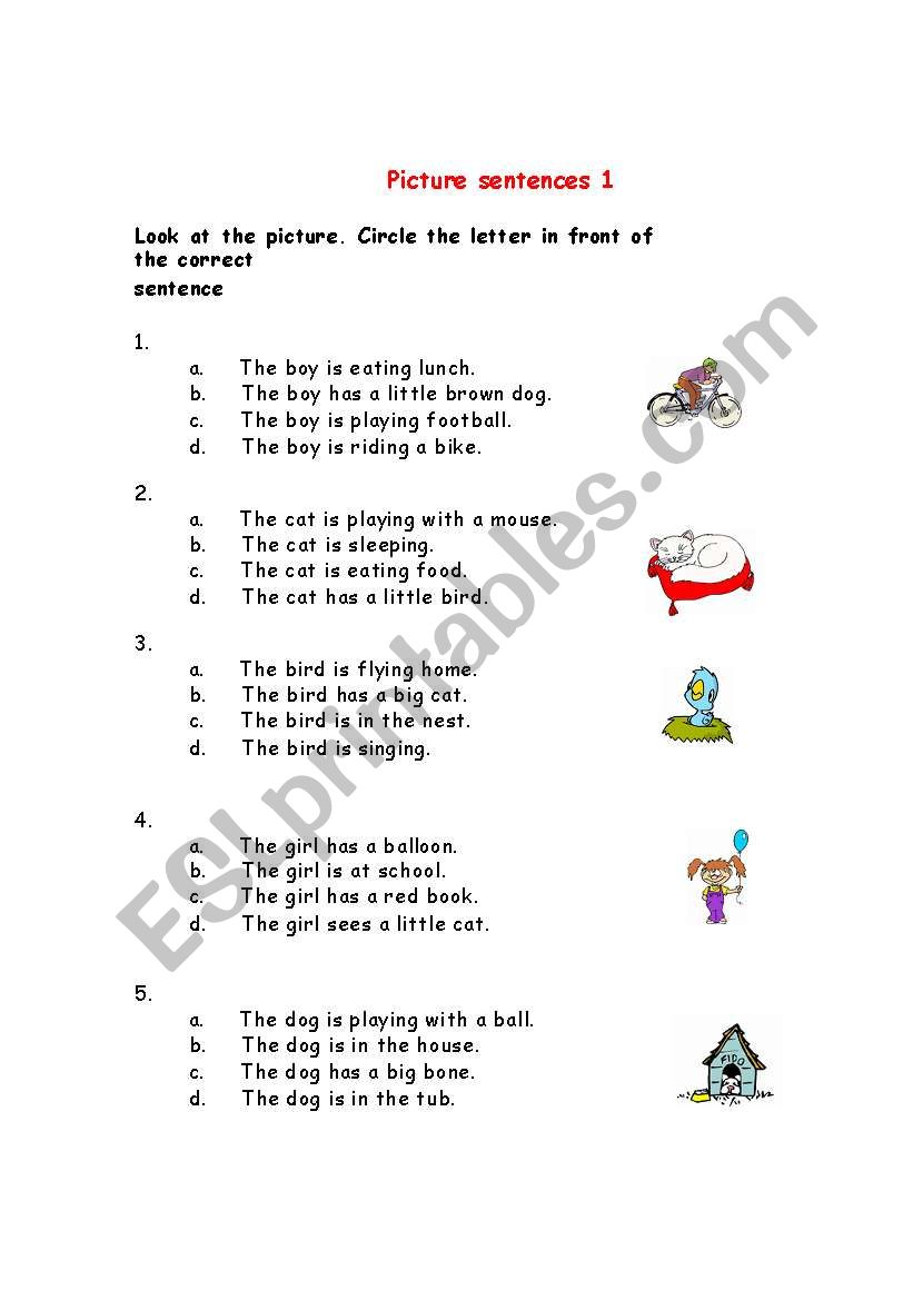 picture sentence worksheet