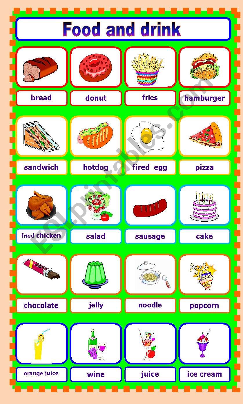 Food and drink worksheet