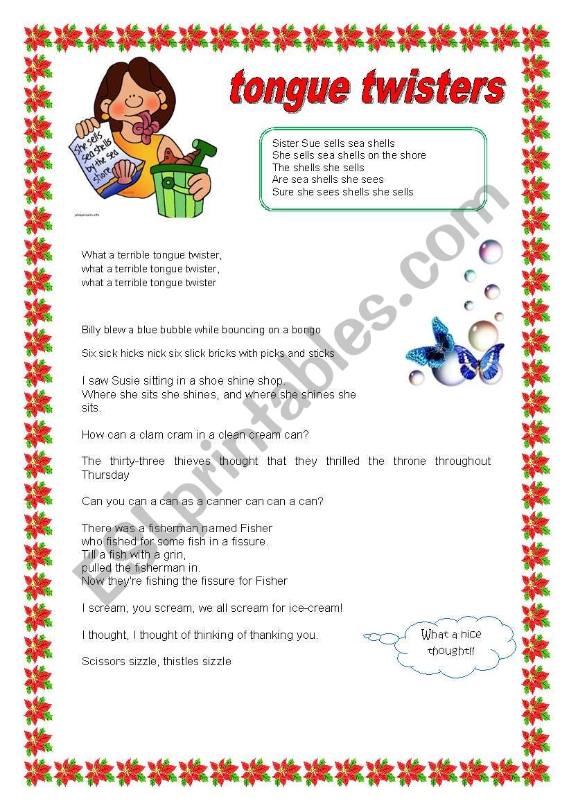 TONGUE TWISTERS worksheet