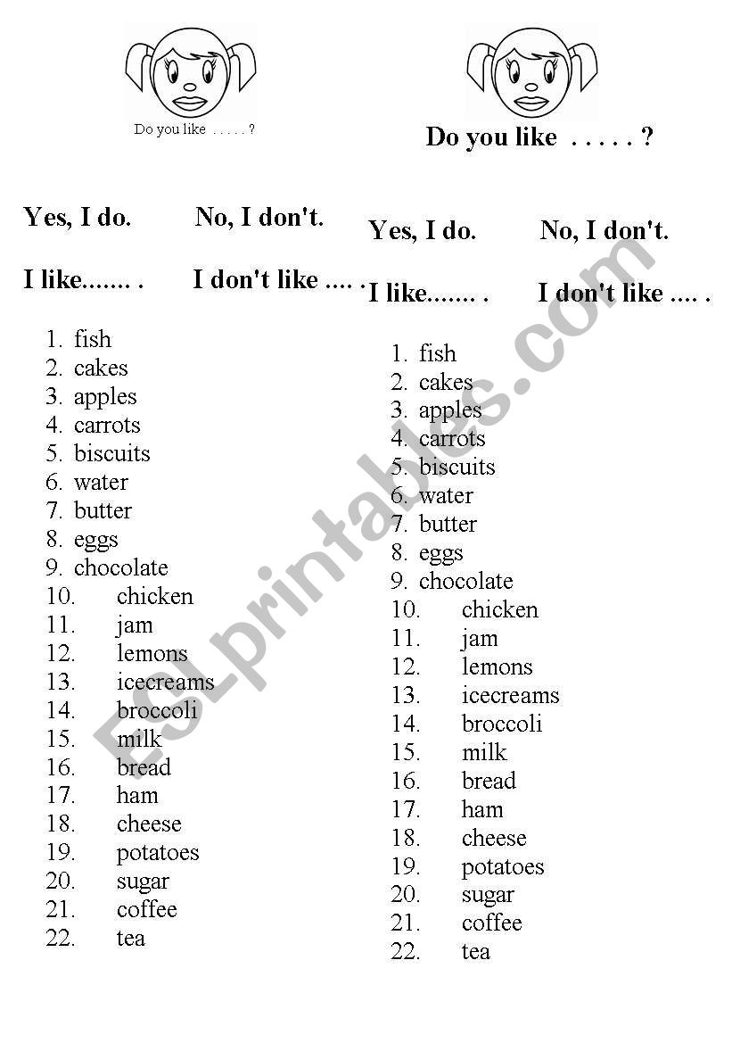 Do you like  ......? worksheet