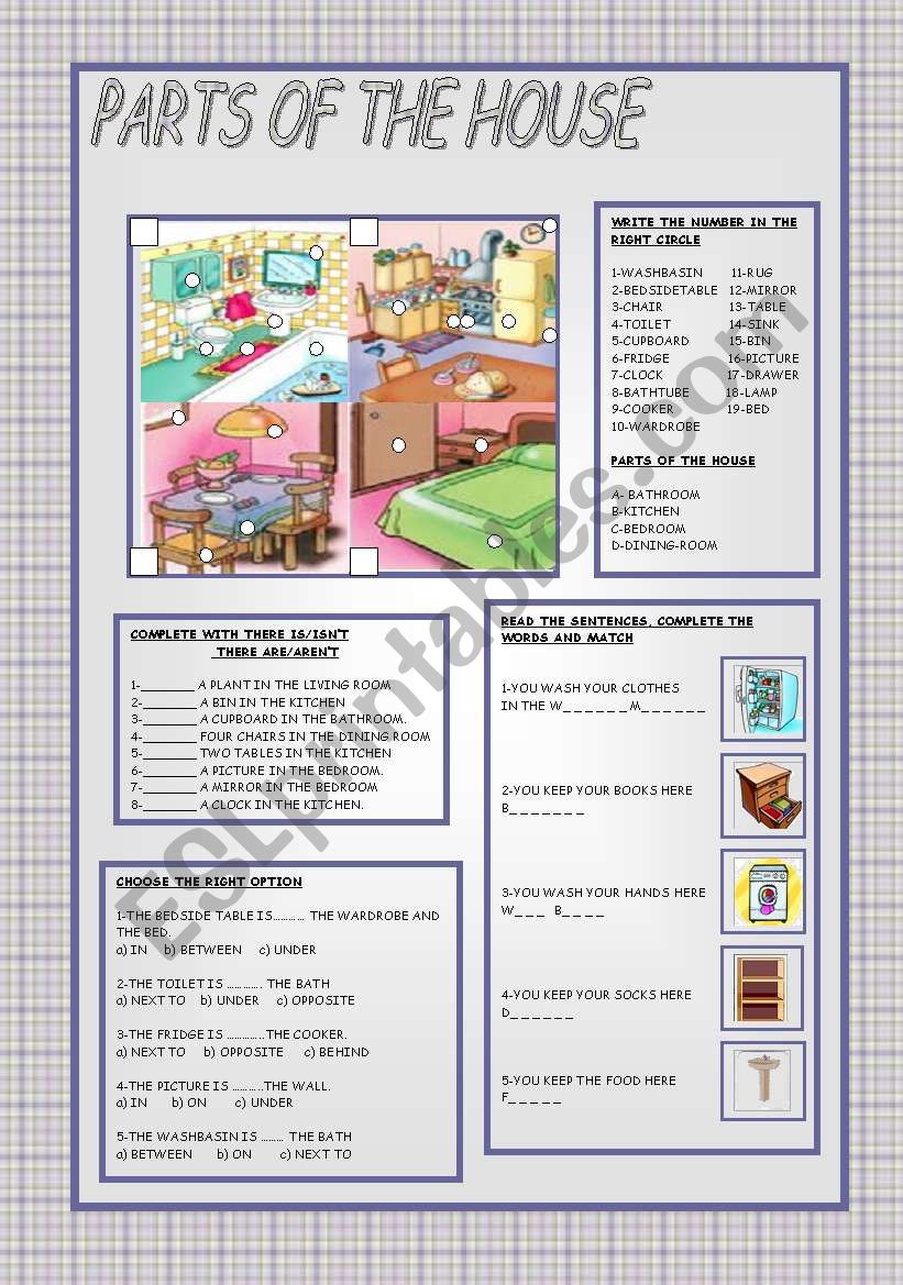 PARTS OF THE HOUSE worksheet