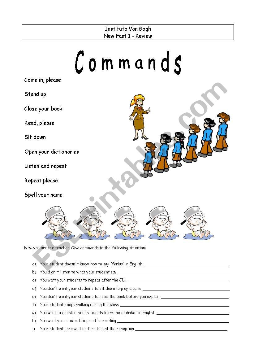 Commands worksheet