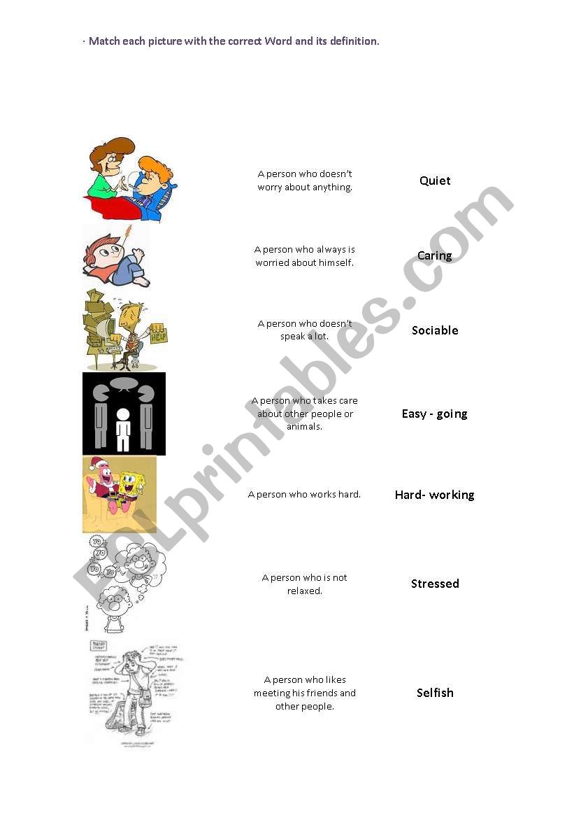 ADJECTIVES PERSONALITY worksheet