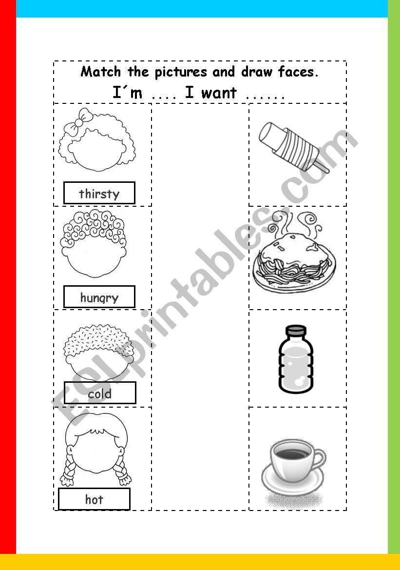 adjectives and food items worksheet