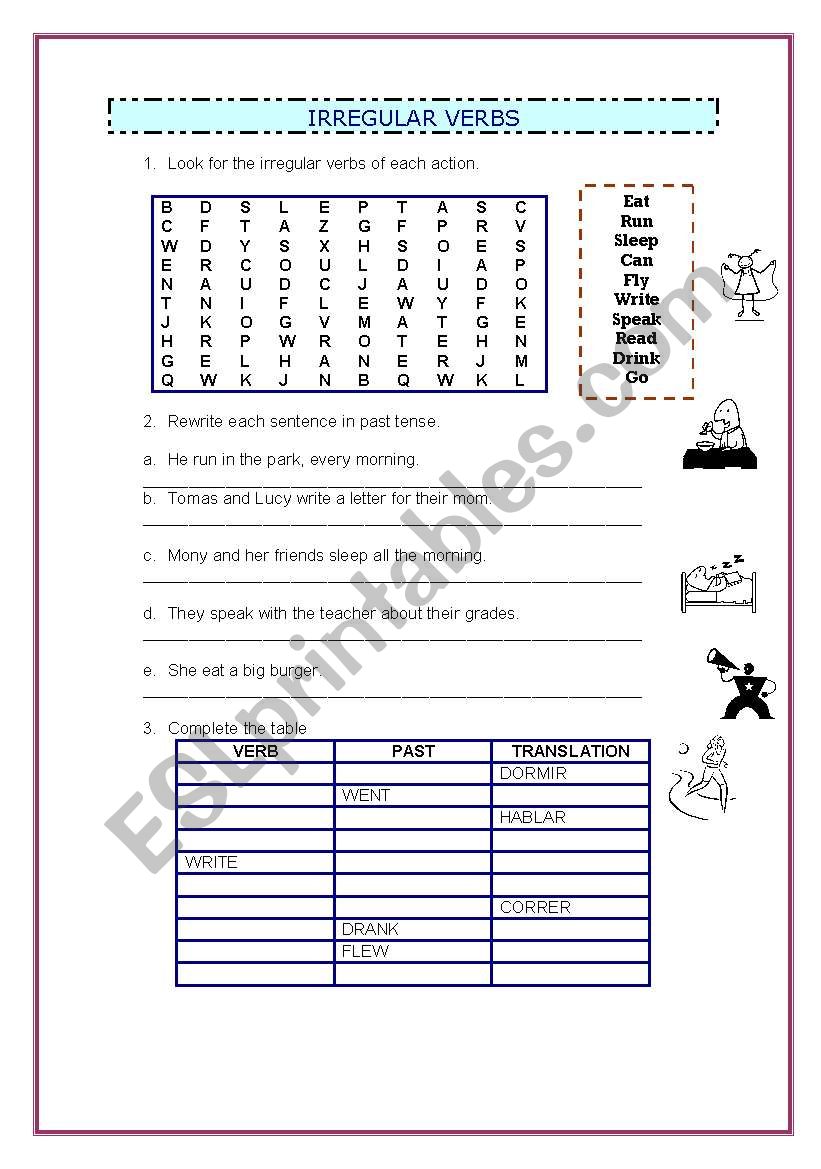 Irregular verbs worksheet