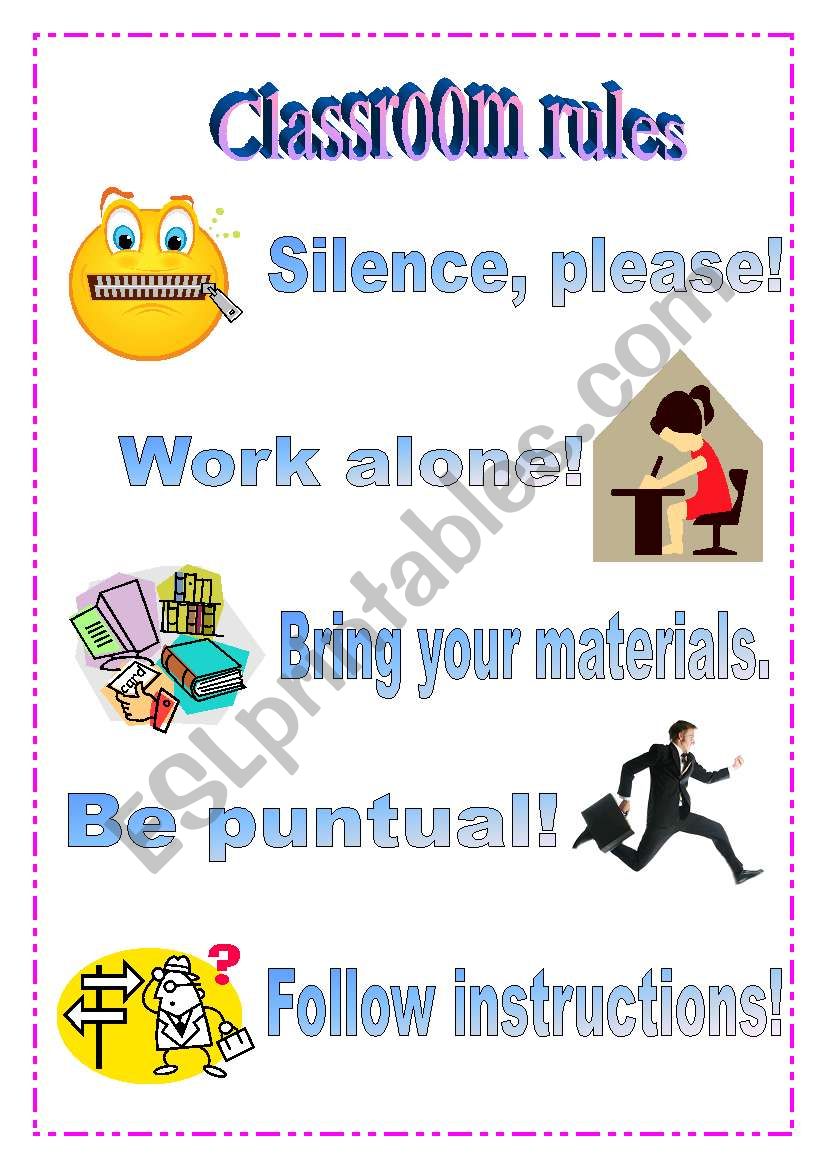 Classoom rules 1 worksheet