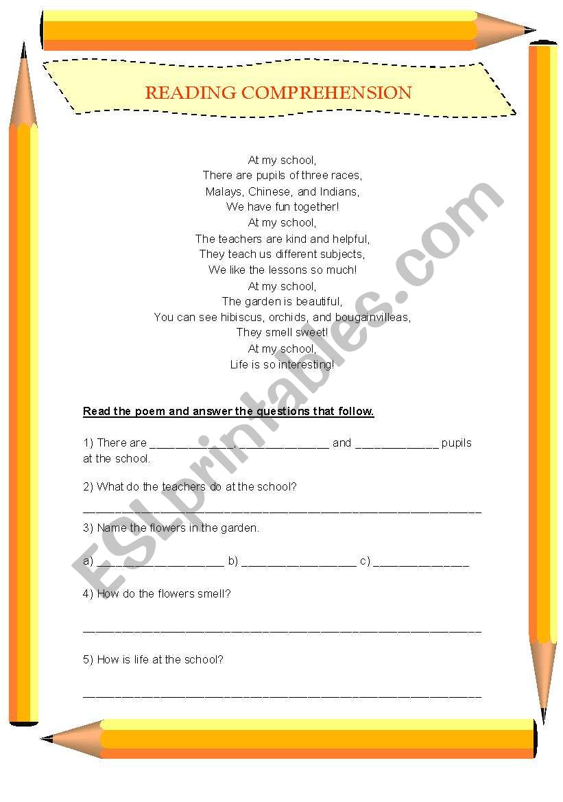 Reading Comprehension worksheet