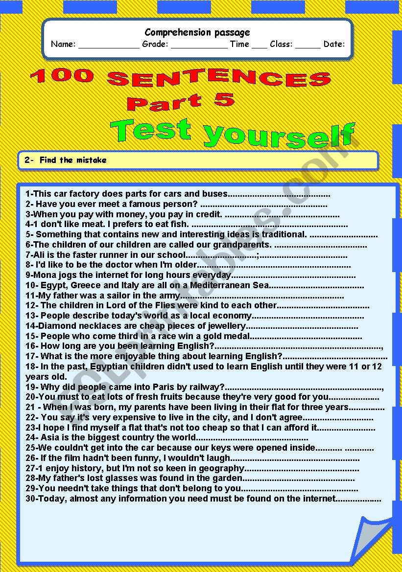 Find the mistake part 4 worksheet
