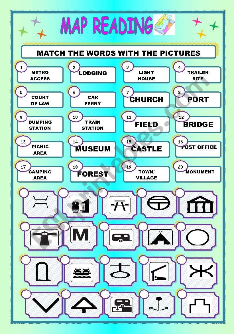 MAP READING.MATCHING. worksheet