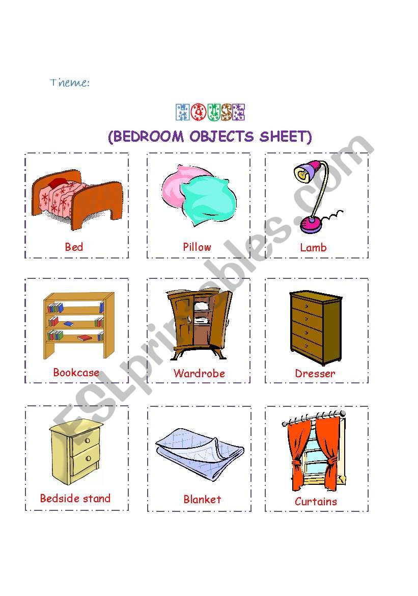 Bedroom worksheet