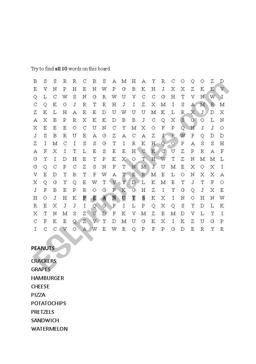 fruit wordsearch worksheet