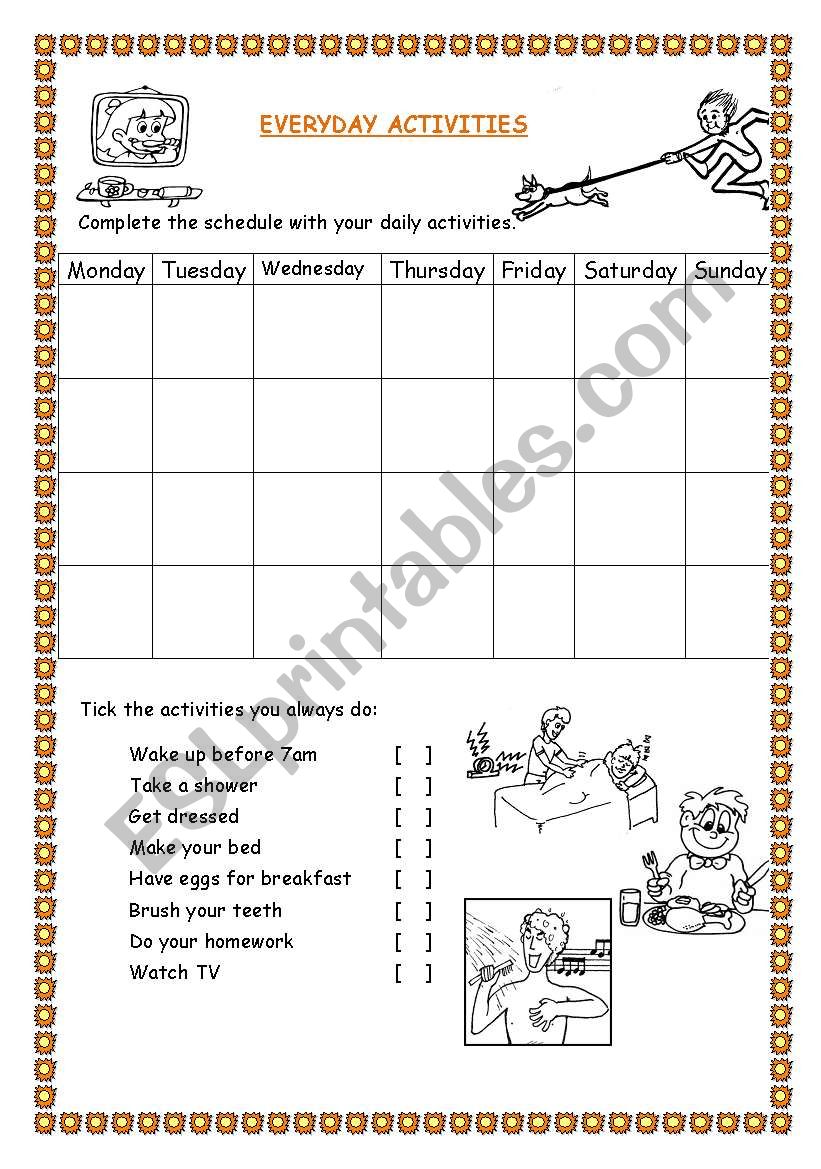 EVERYDAY ACTIVITIES worksheet