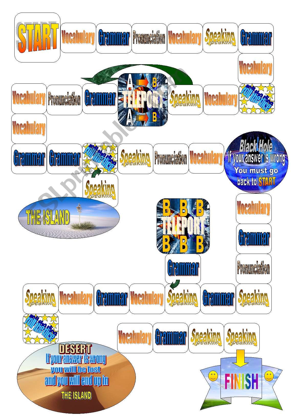 Funtastic English Board Game worksheet