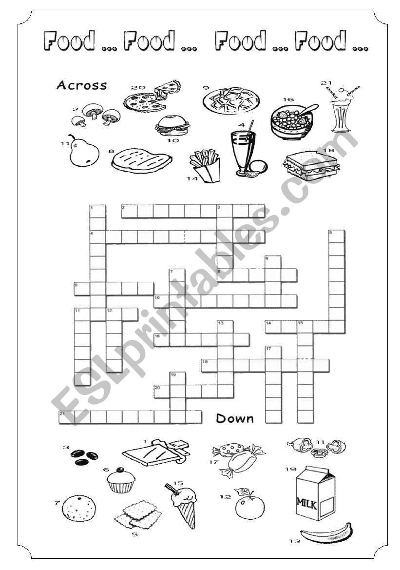 Food Crossword worksheet