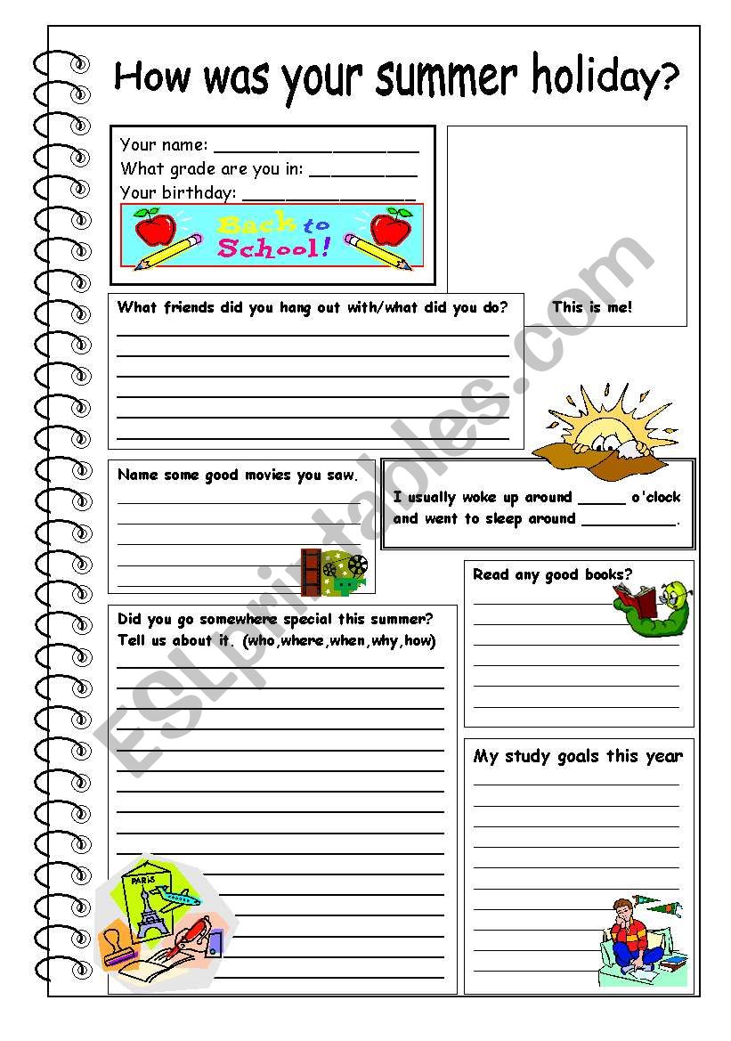 How was your summer holiday? worksheet