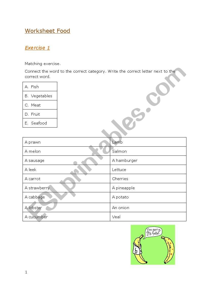 Food worksheet