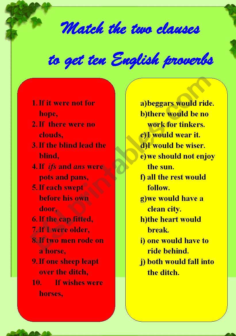 English proverbs worksheet