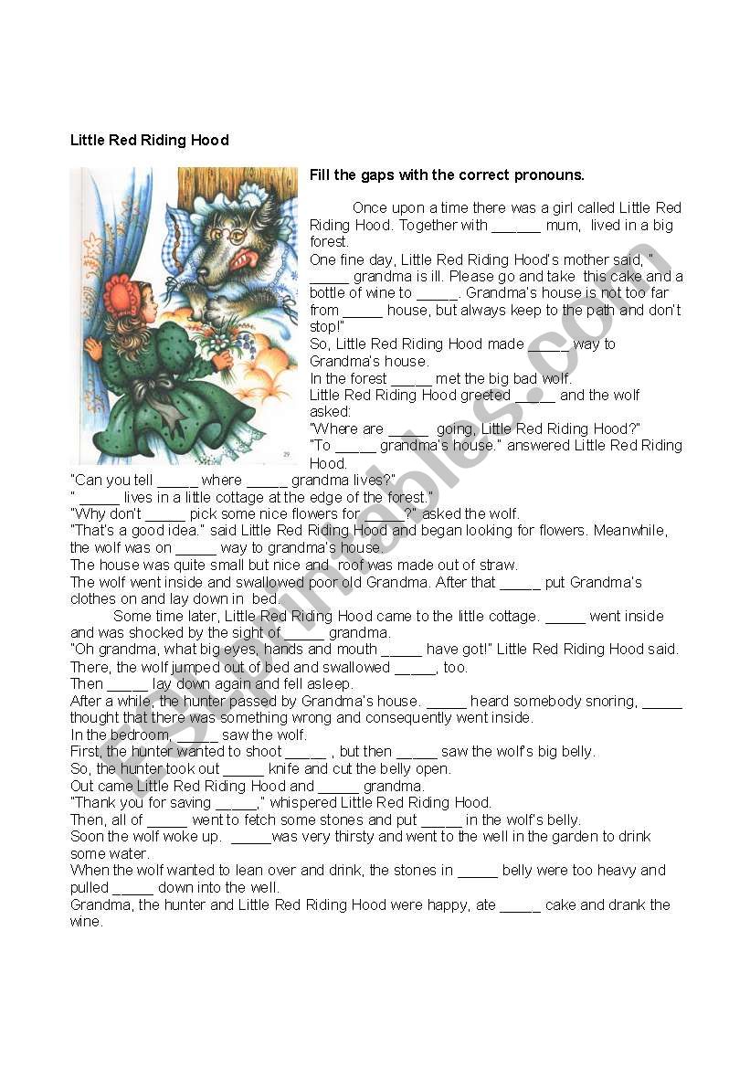 Little Red Riding Hood worksheet