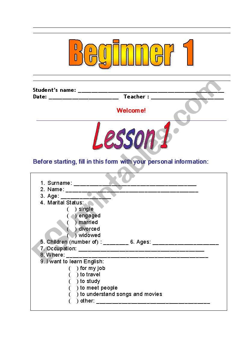 Lesson 1 worksheet