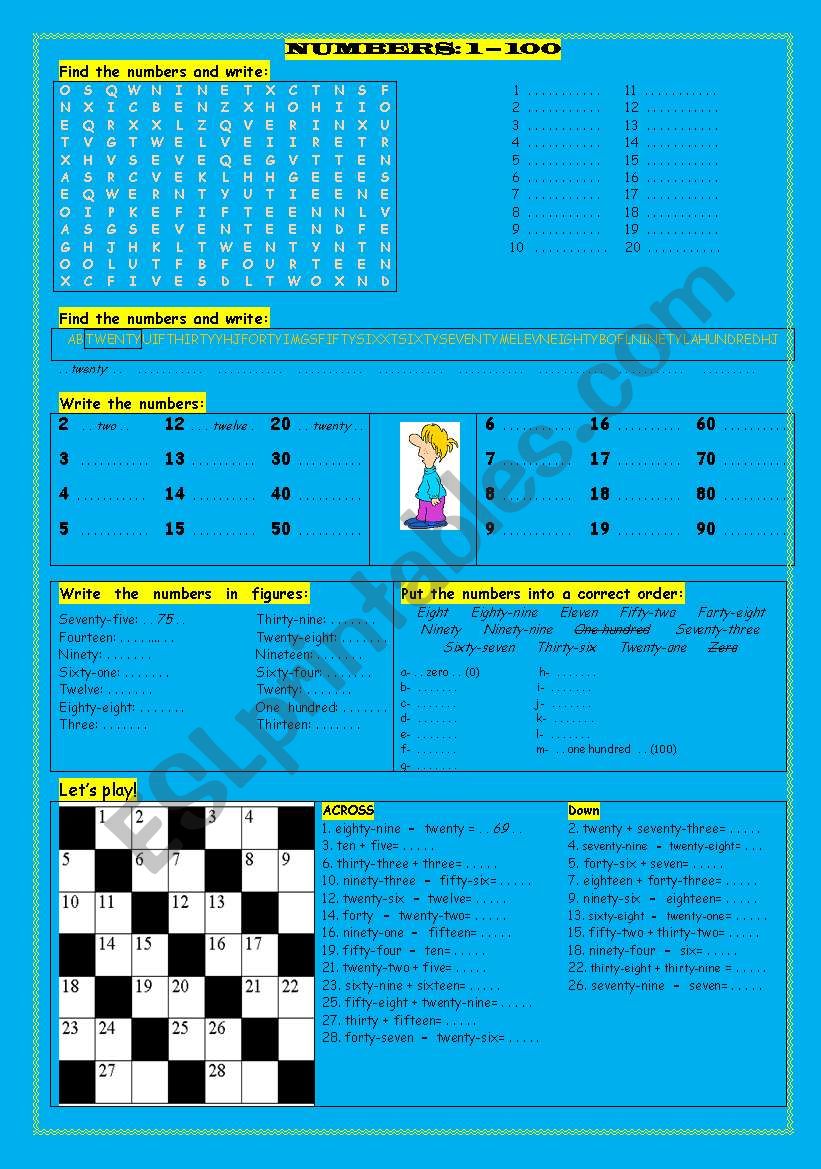 Lets learn numbers worksheet