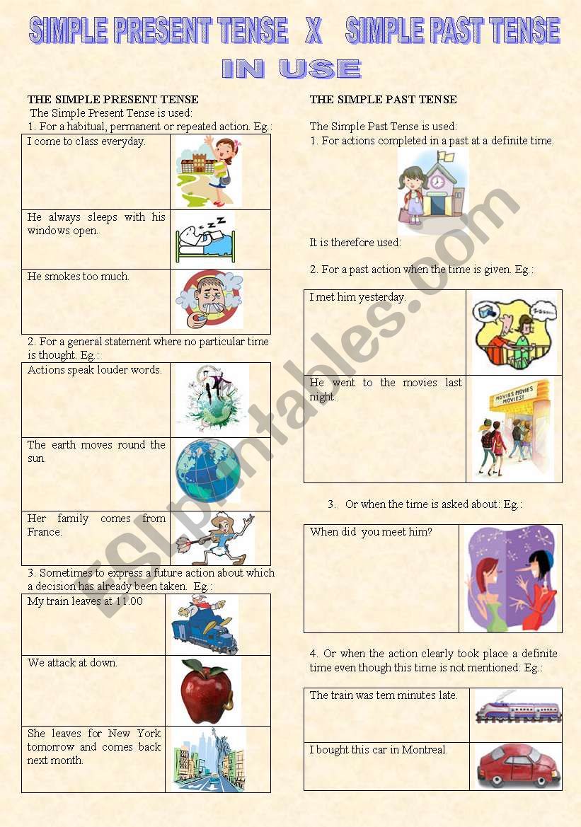 SIMPLE PRESENT TENSE X SIMPLE PAST TENSE