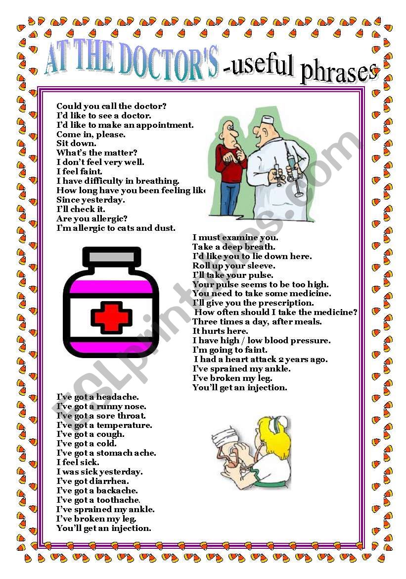 AT THE DOCTORÂ´S - useful phrases