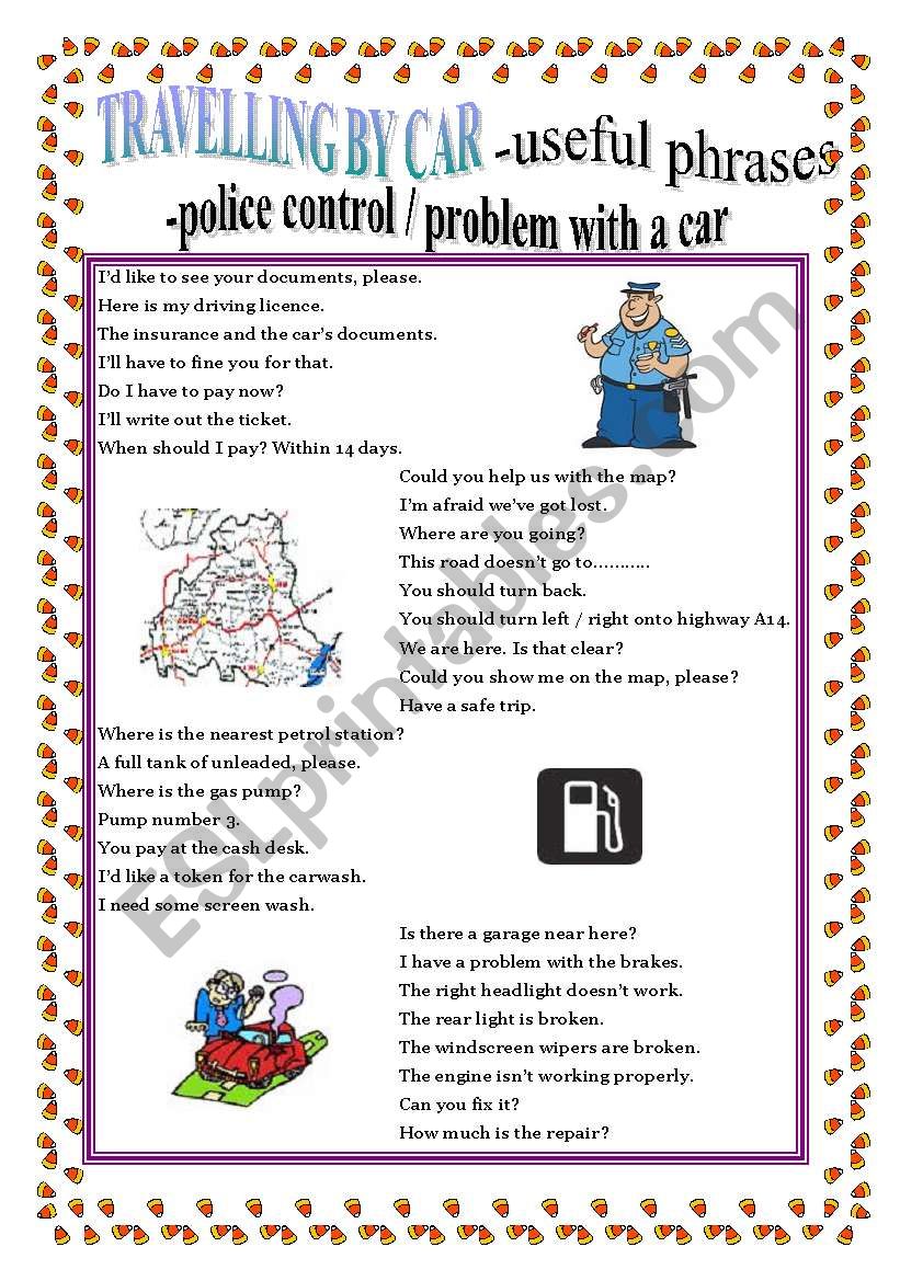 TRAVELLING BY CAR - useful phrases