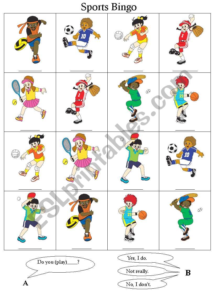 Sports Bingo worksheet