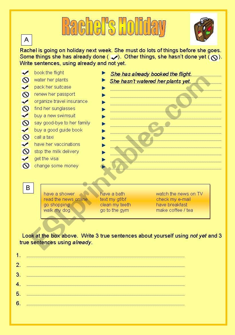 Present Perfect - yet, already controlled practice