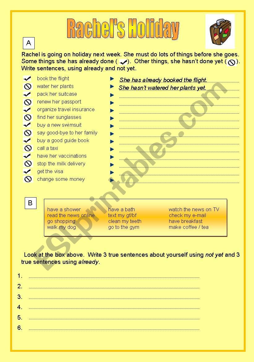 Present Perfect - yet, already controlled practice