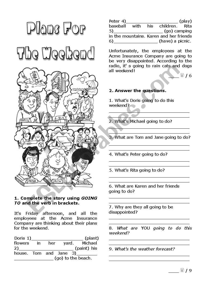 Plans For The Weekend worksheet