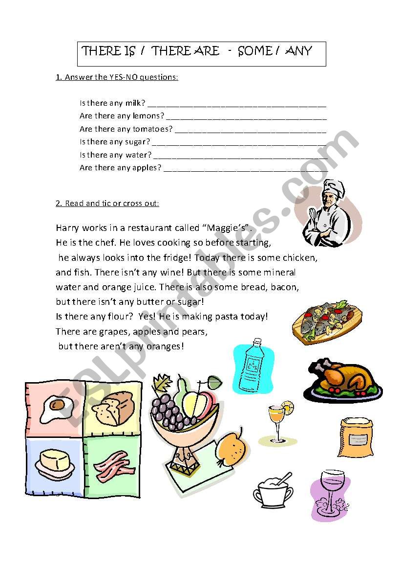 there is and there are  food worksheet