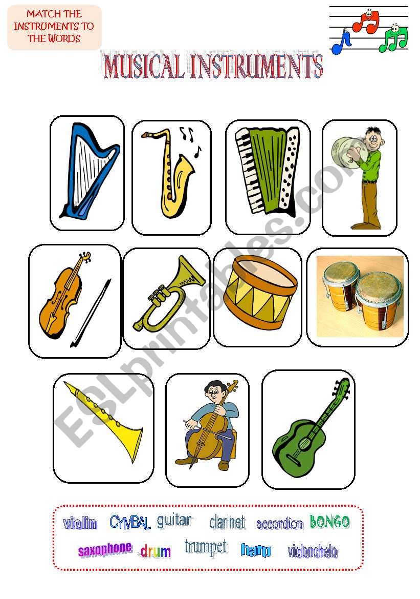 MUSICAL INSTRUMENTS worksheet