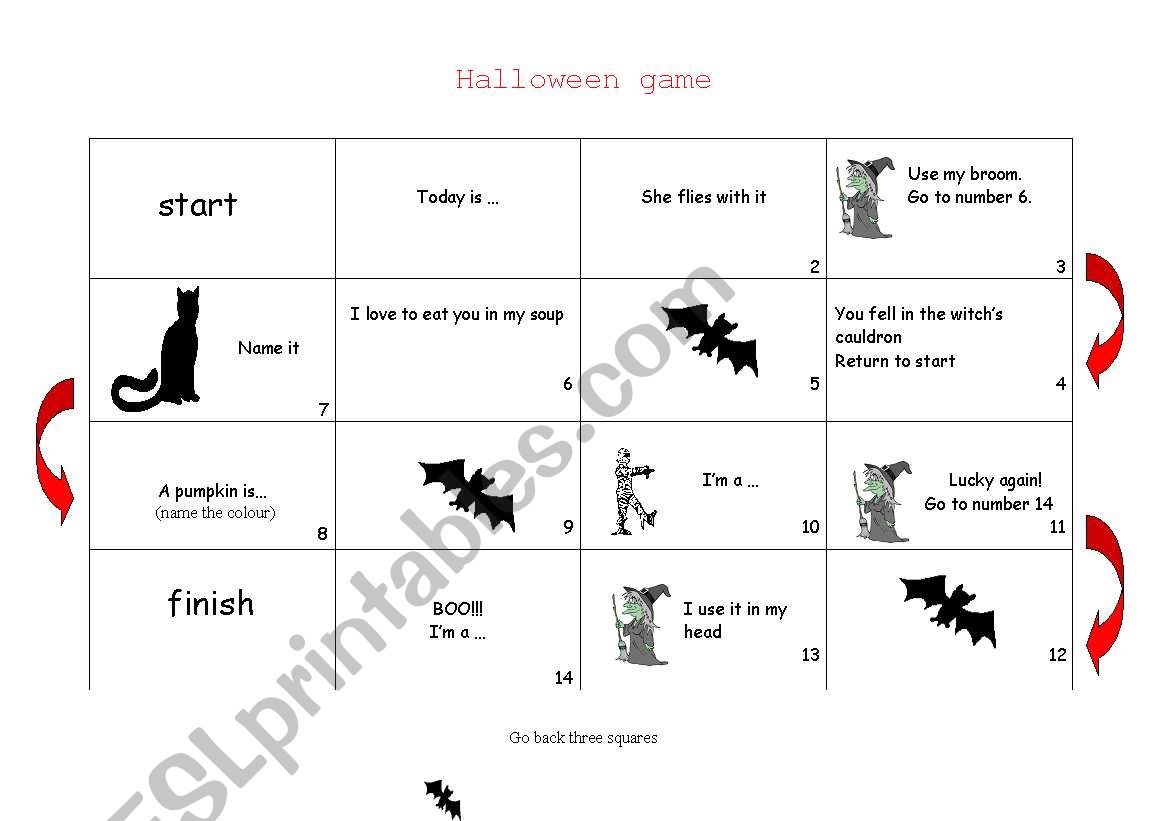 halloween board game worksheet