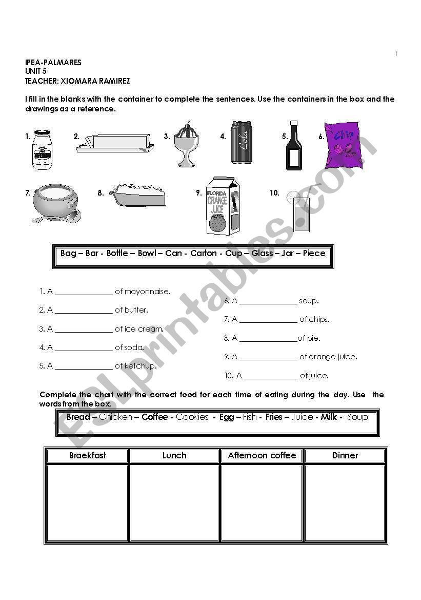 Food Practice worksheet