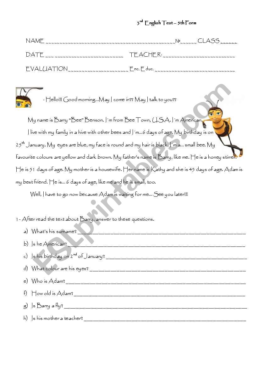 Written Test worksheet