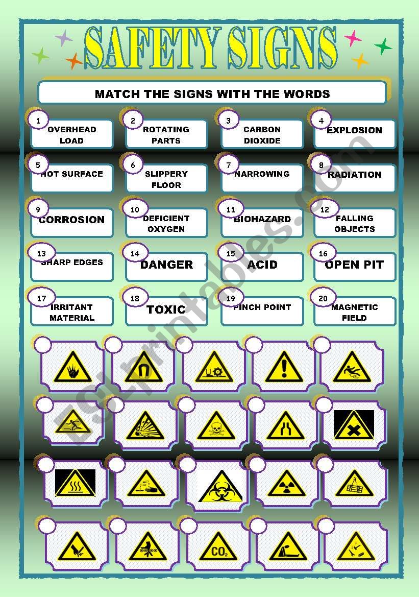 SAFETY SIGNS/MATCHING worksheet