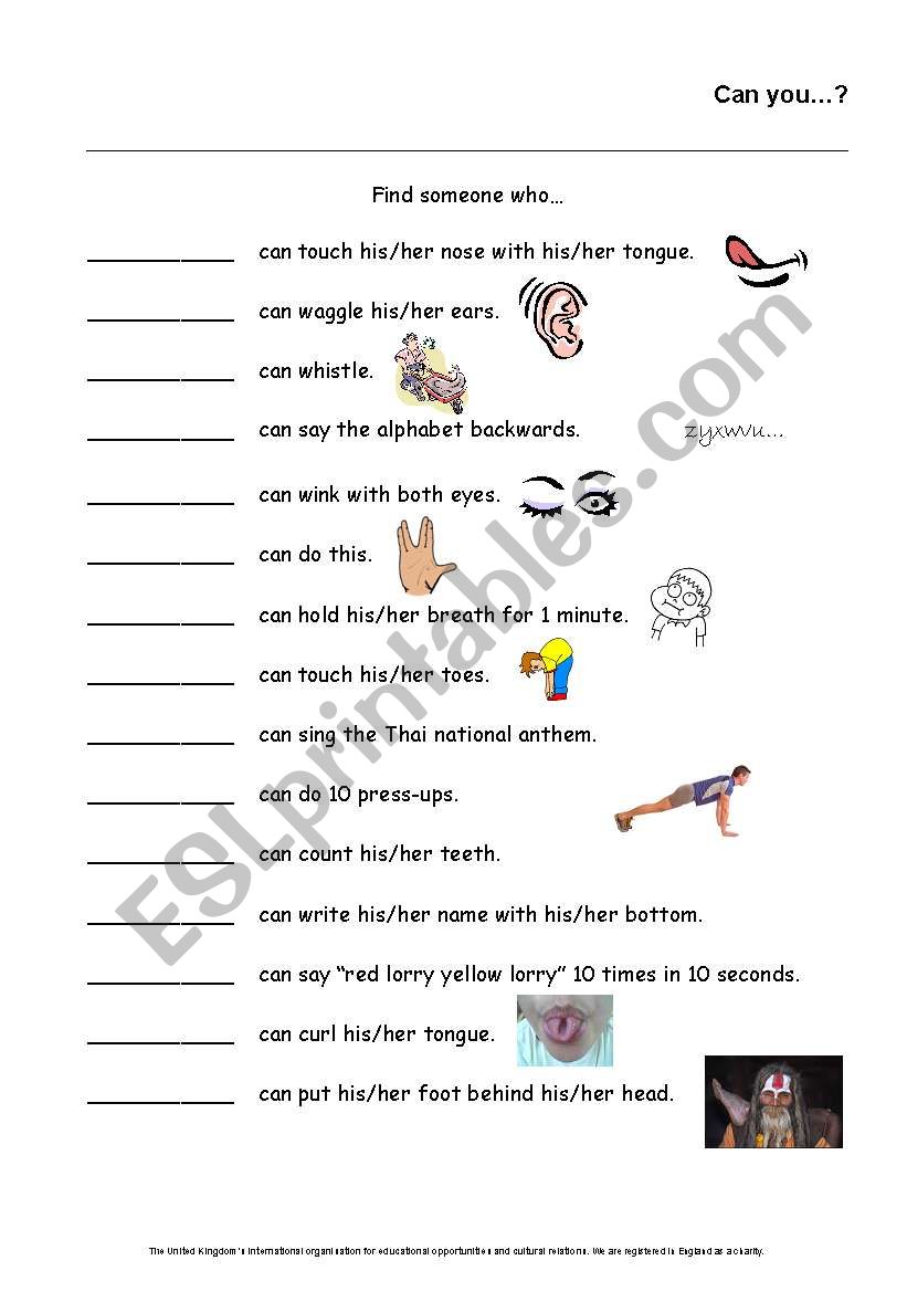 FSW - Can for ability worksheet