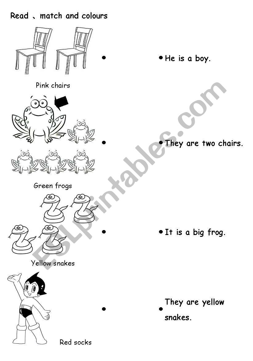 ReadÂ¡Bmatch and colours worksheet