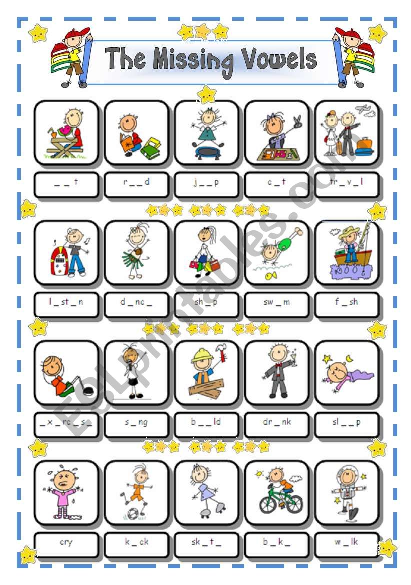 ACTION VERBS - THE MISSING VOWELS - # 4