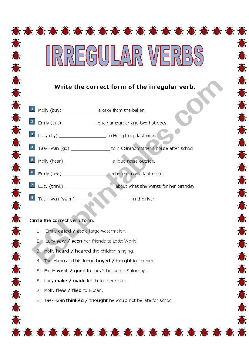 Irregular Verbs worksheet