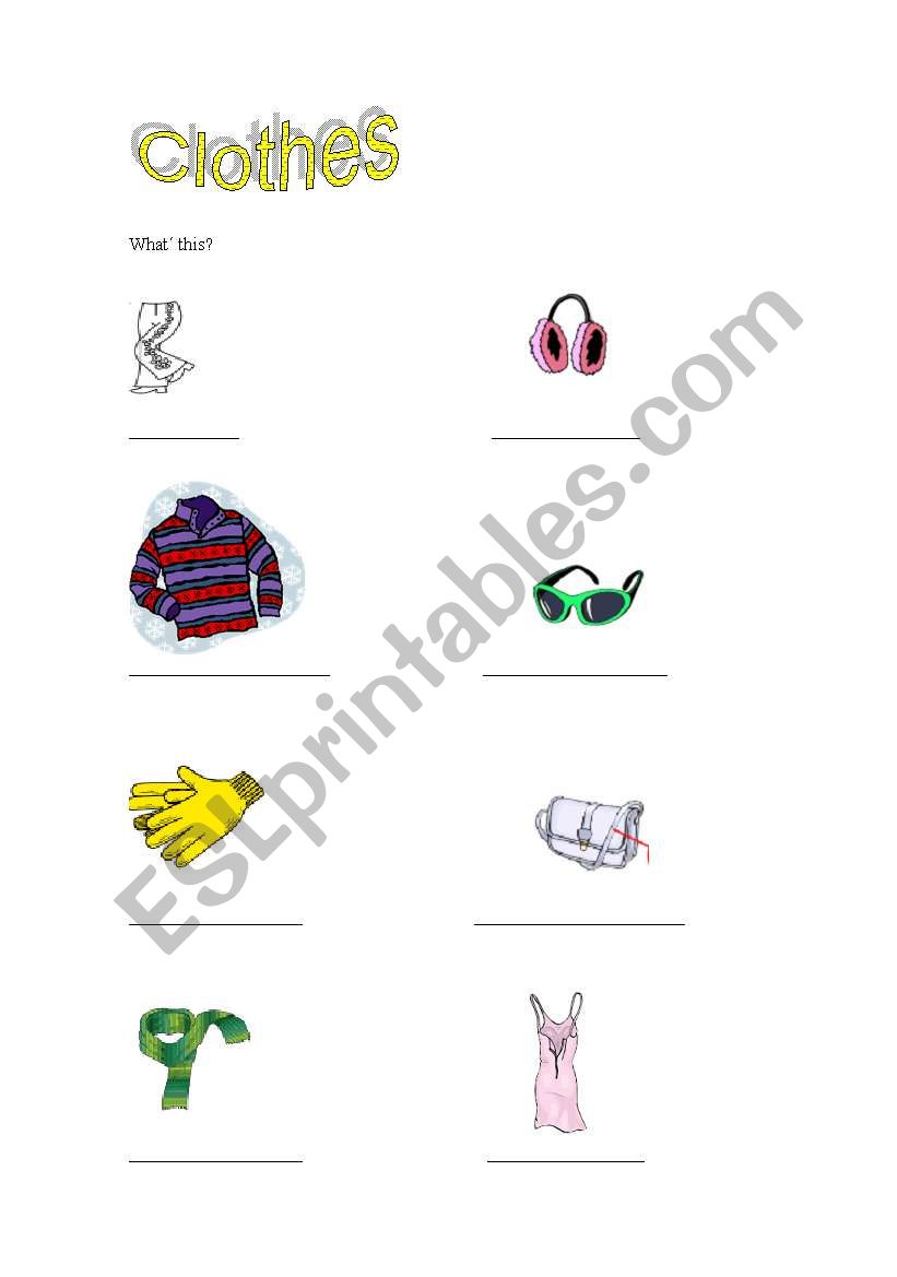 clothes worksheet