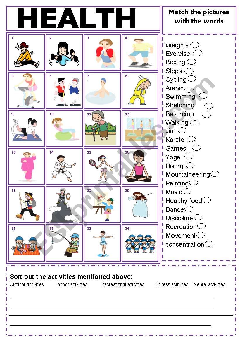 health education worksheets for grade 3