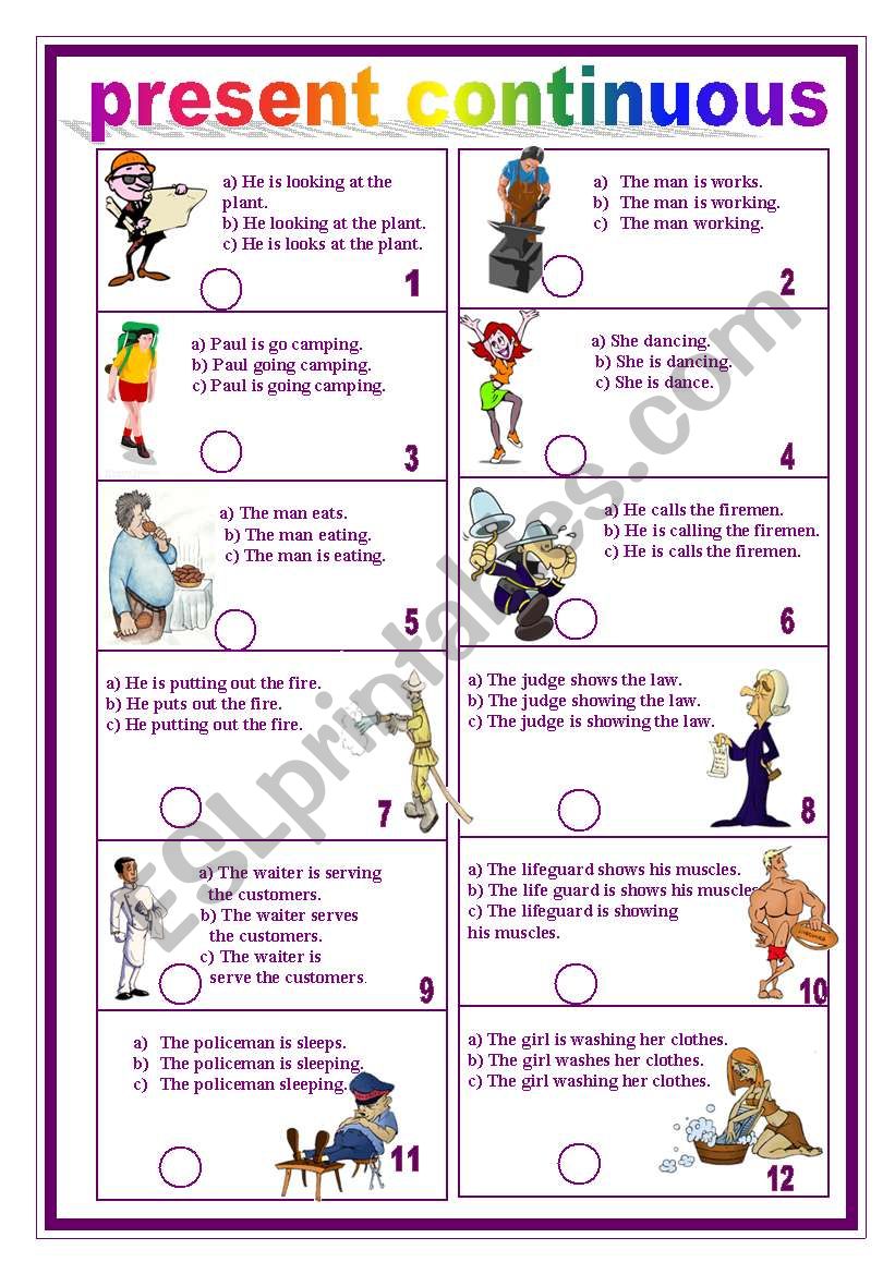 present continuous_multiple choice + key (08.08.10)