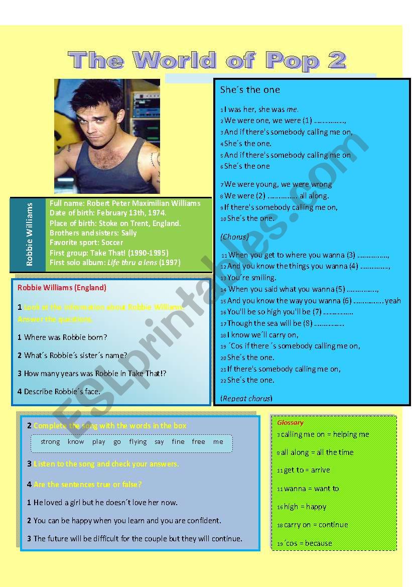 The world of Pop 2 worksheet