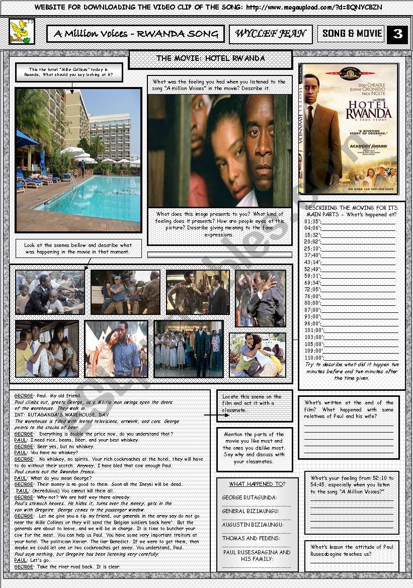 A MILLION VOICES - WYCLEF JEAN - PART 03(HOTEL RWANDA - MOVIE) - FULLY EDITABLE AND CORRECTABLE